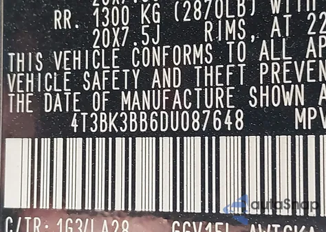 2013 Toyota Venza Xle V6 from USA, damaged, VIN 4T3BK3BB6DU087648